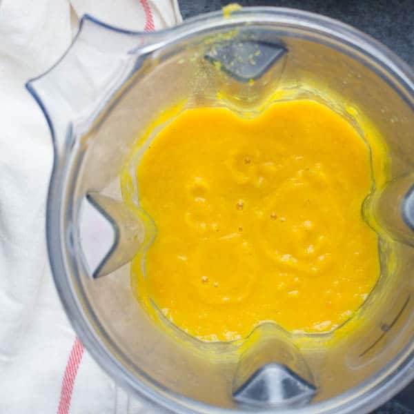 pureeing creamy Butternut Squash Soup