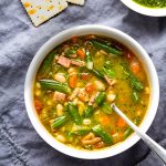 ham and vegetable soup with pistol