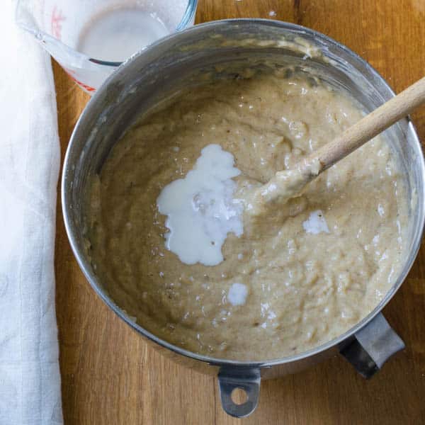 batter in a large mixing bowl.