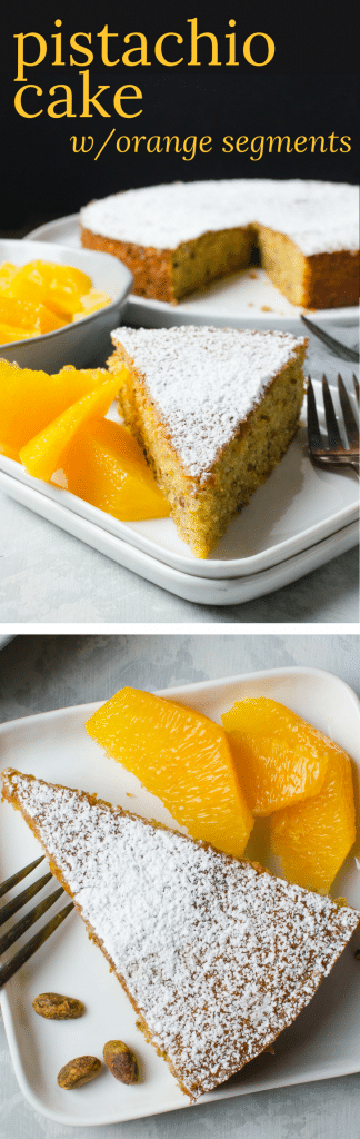 #cake #pistachiocake #orangesegments #orange #singlelayercake #homemadecake #nuts #cakewithnuts #groundpistachios