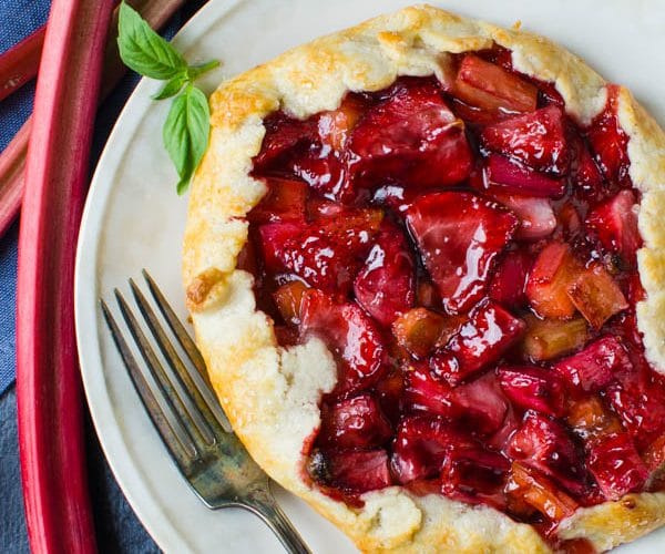 strawberry rhubarb galette with homemade pastry