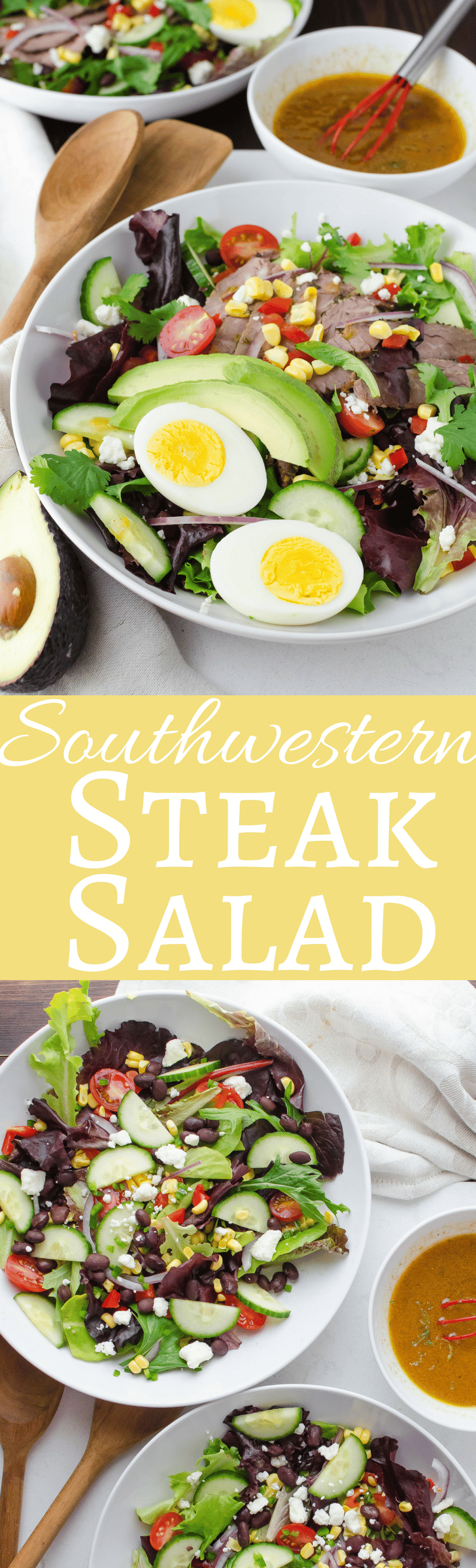 Use everyday pantry ingredients and leftover steak for this easy recipe for Southwestern Steak Salad! Ready in minutes!