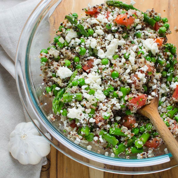 adding feta to salad