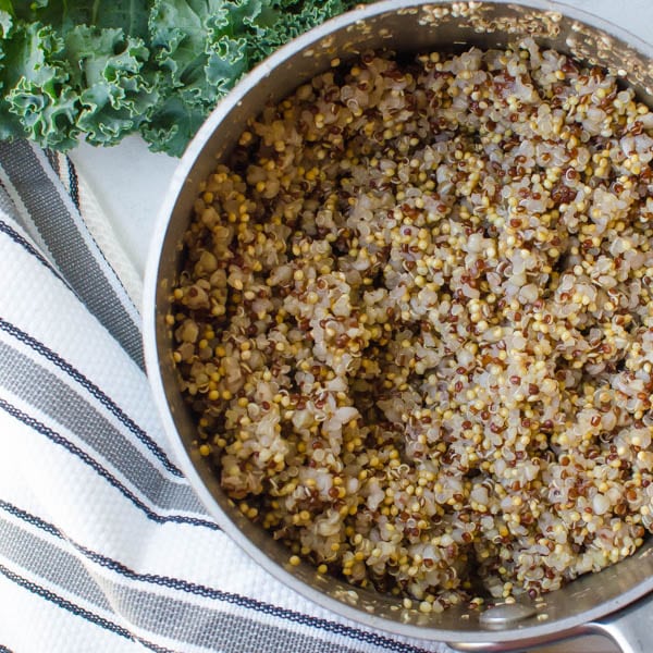 cooked quinoa and kale
