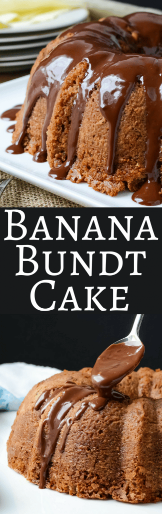 This easy recipe makes a super moist Banana Bundt Cake with a deep, dark chocolate ganache! There won't be leftovers!