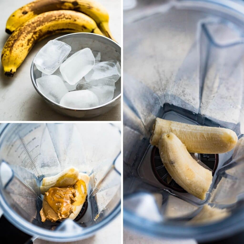 steps for making the peanut butter banana smoothie.