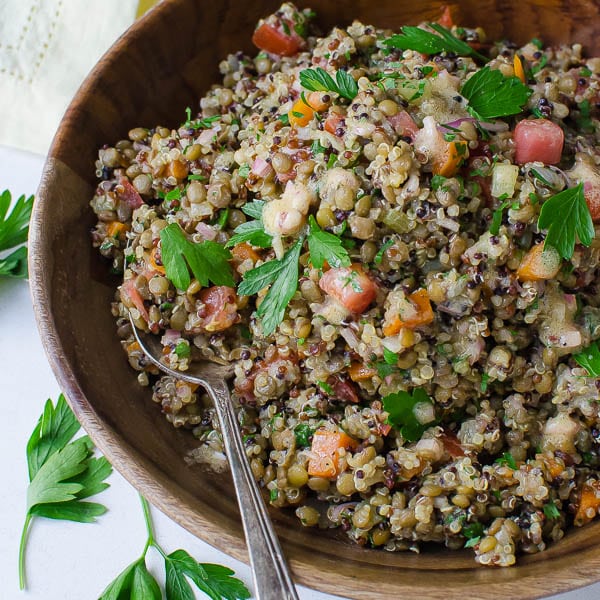 Tangy Lentils and Quinoa angled view