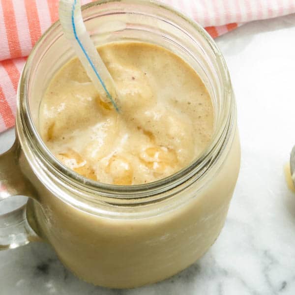 Peanut Butter Banana Shake with a straw
