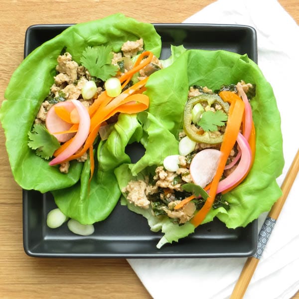Asian Turkey Lettuce Wraps with Quick Pickled Veggies
