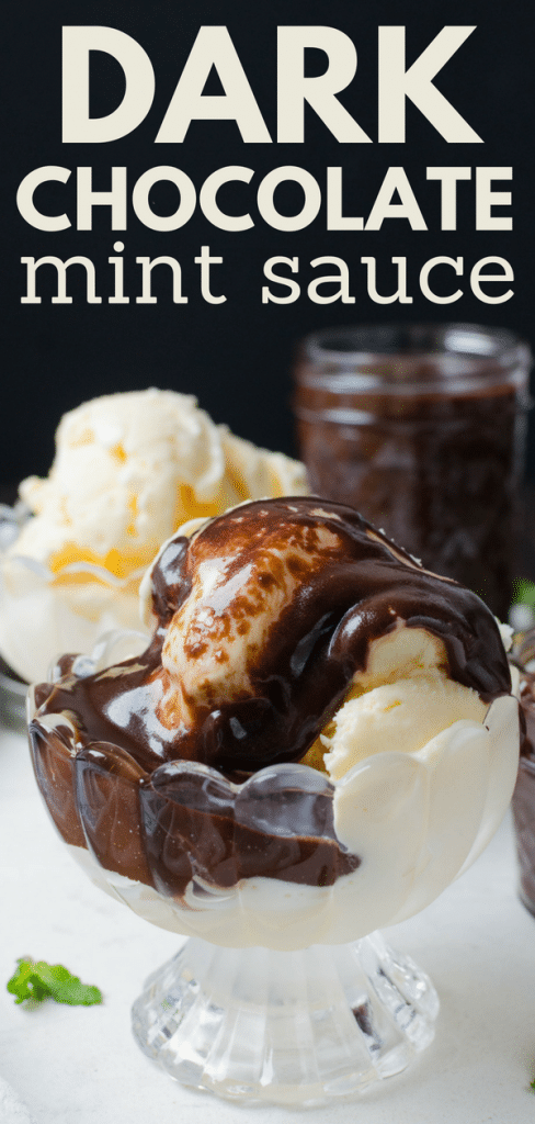 Looking for fudge sauce recipes? This Dark Chocolate Mint Sauce with only a handful of ingredients is ready in under ten minutes. Homemade chocolate sauce never tasted so good. Add peppermint extract for that peppermint patty flavor or skip it for a more traditional fudge sauce. #fudgesauce #chocolatesauce #chocolatemint #fudgemint #mint #peppermint #dessert #dessertsauces #icecreamtopping #icecreamsauce #hotfudgesauce #gooeyfudgesauce #evaporatedmilk #cocoa #peppermintextract
