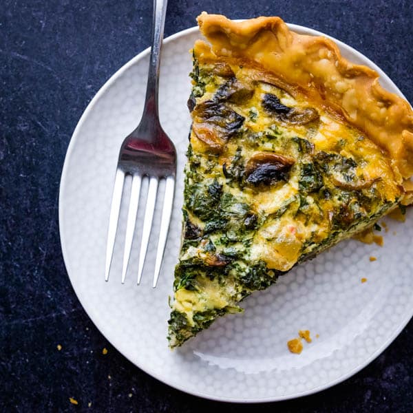 kale and mushroom quiche