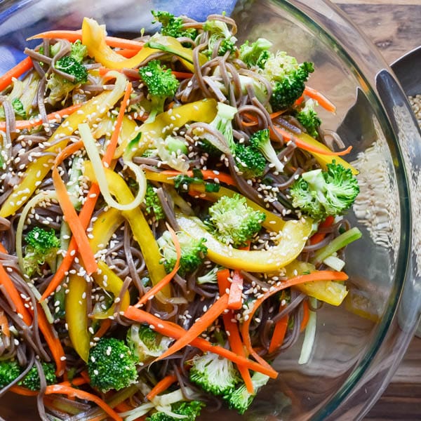 Cold Soba Salad with sesame seeds