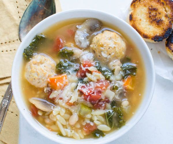 Kale, White Bean and Meatball Soup