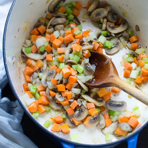 sautéed carrots onions, celery and mushrooms