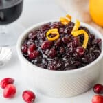 Thanksgiving cranberry sauce in a serving bowl.