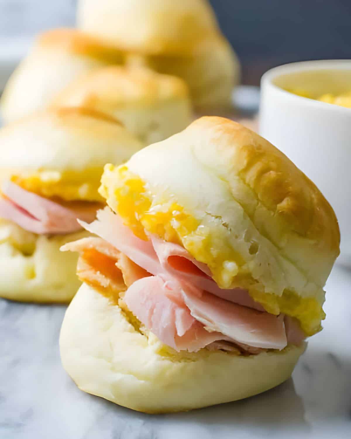 Country ham biscuits with apricot butter.