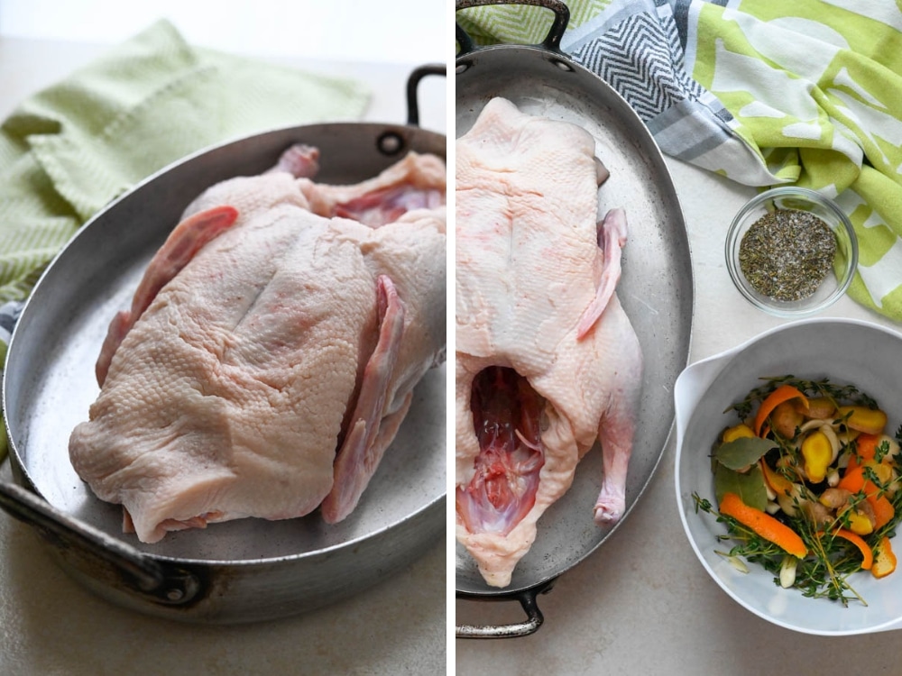 duck and aromatics for french duck recipe.