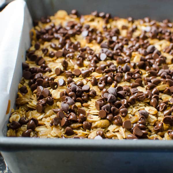 Coconut Almond Granola Bars with chocolate chips
