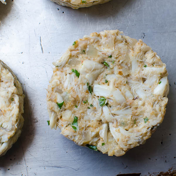 crab cakes ready to chill.