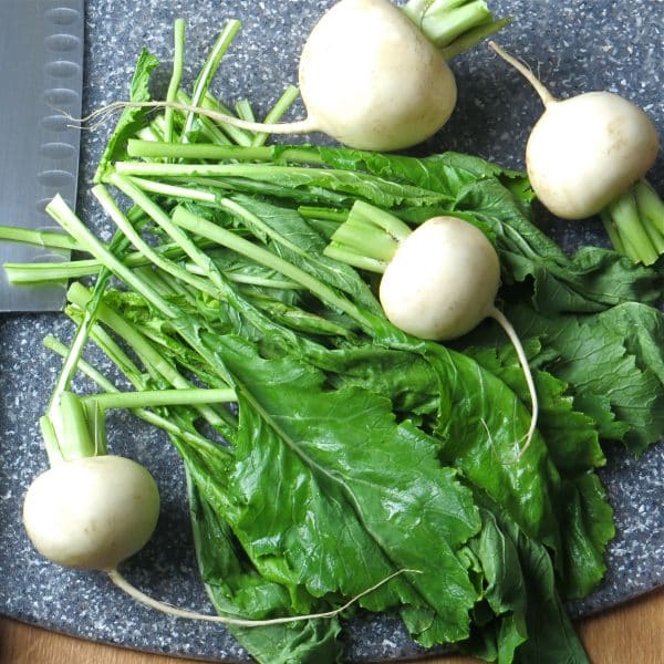 turnips, potatoes and greens