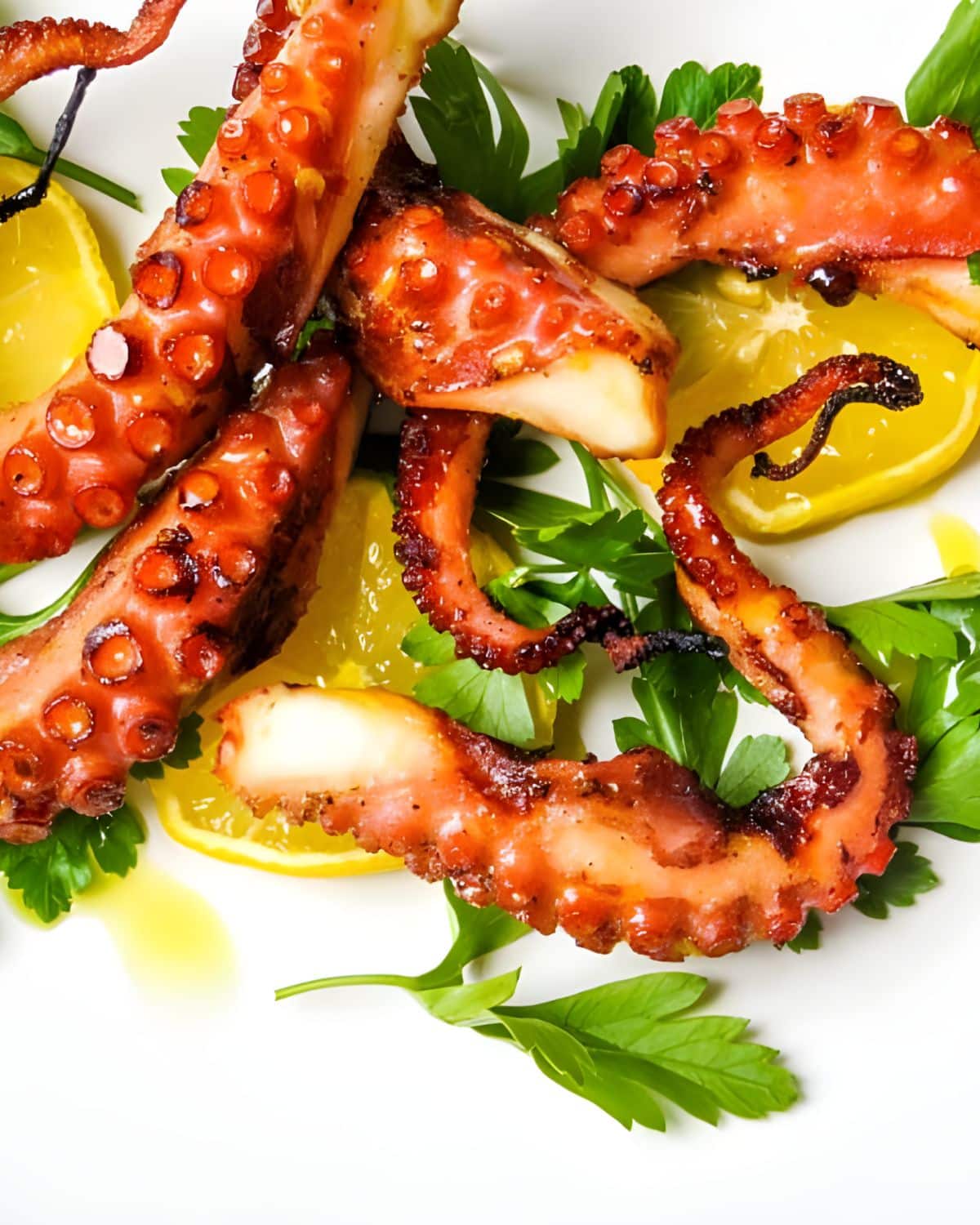 Grilled Octopus on a serving platter.
