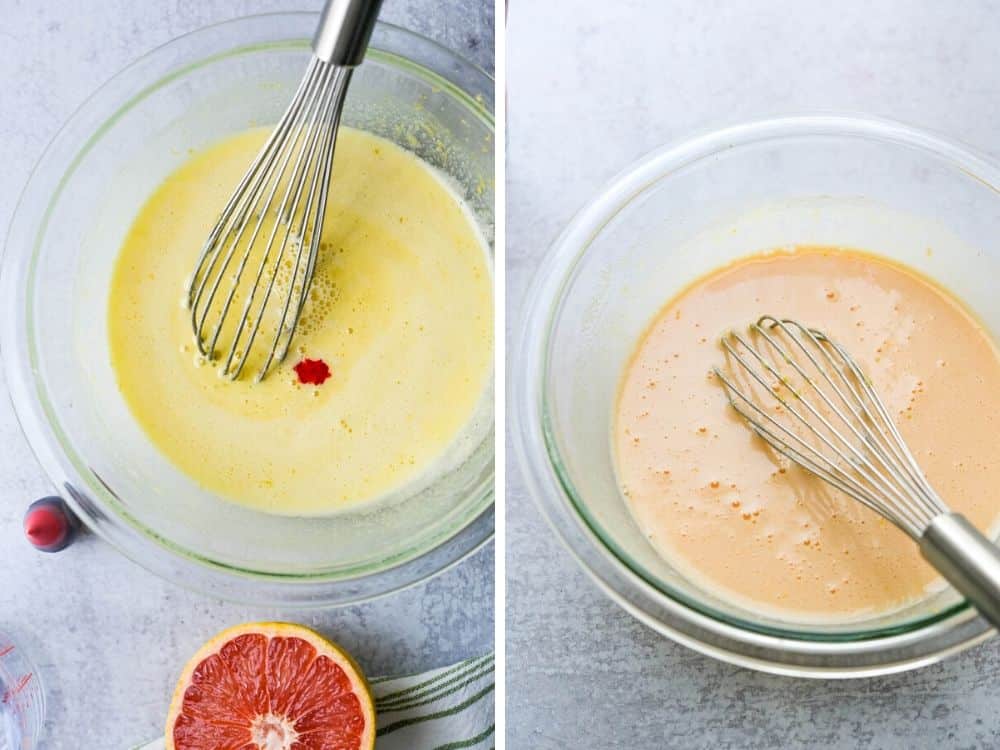 a drop of food coloring gives the grapefruit curd its blush.