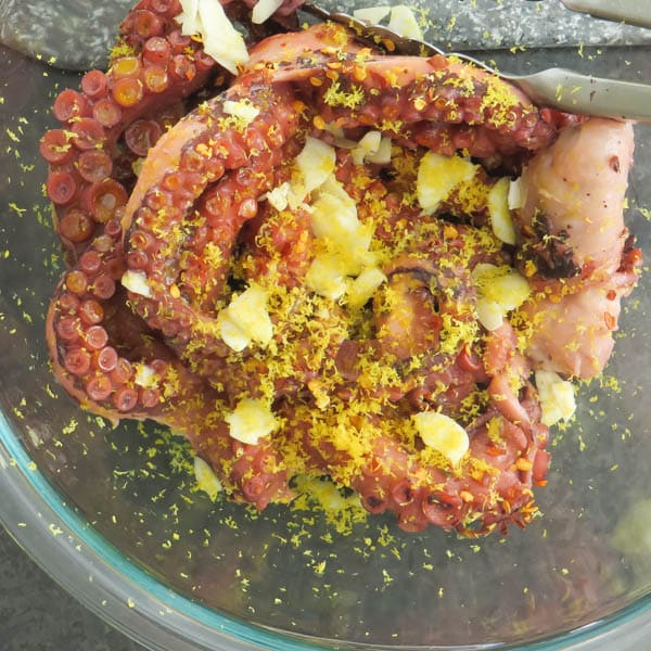 marinating octopus.