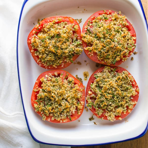 dish of baked provencal tomatoes.