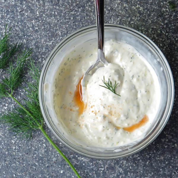 aioli with hot sauce and dill