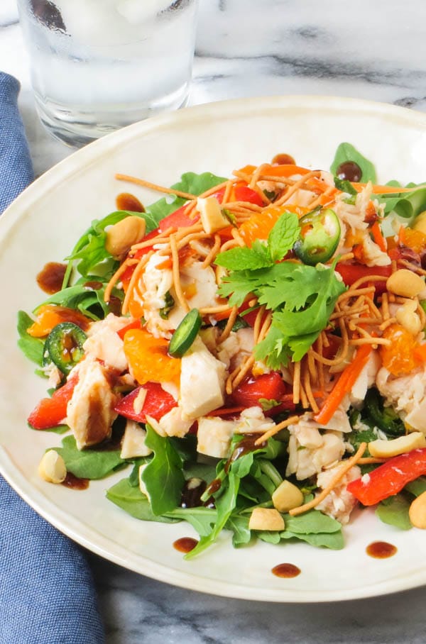 Asian Chicken Salad on a plate.