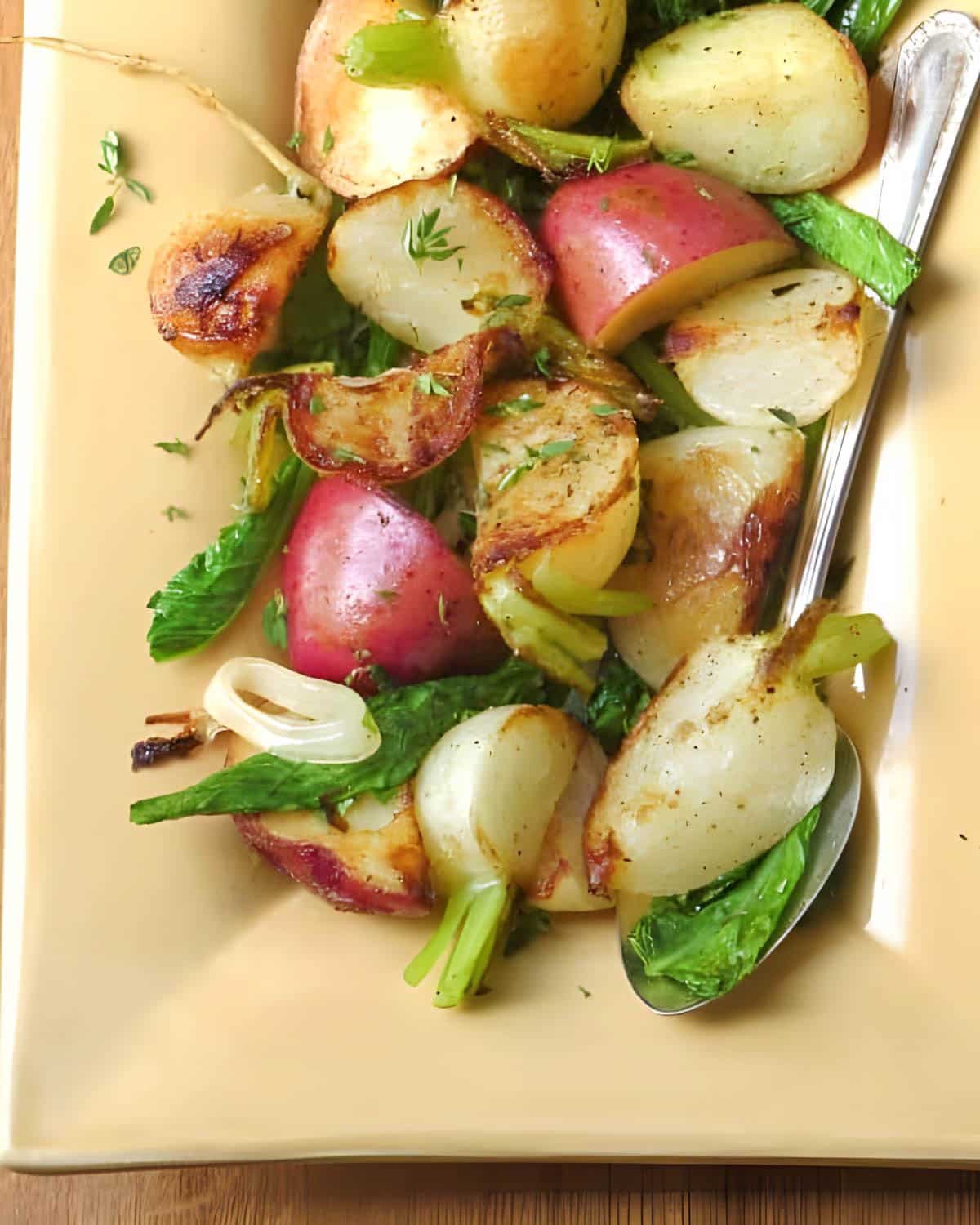 Turnips, potatoes and greens.