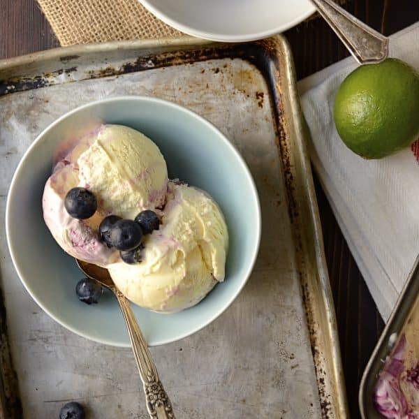 Serving a dish of the ice cream in a bowl.