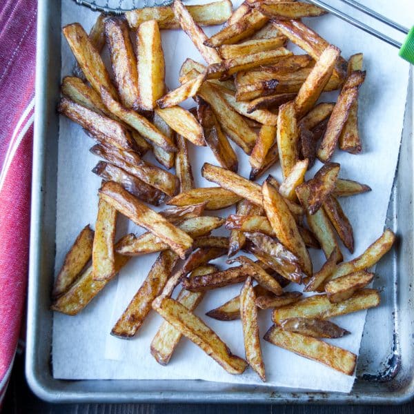 french fries draining.