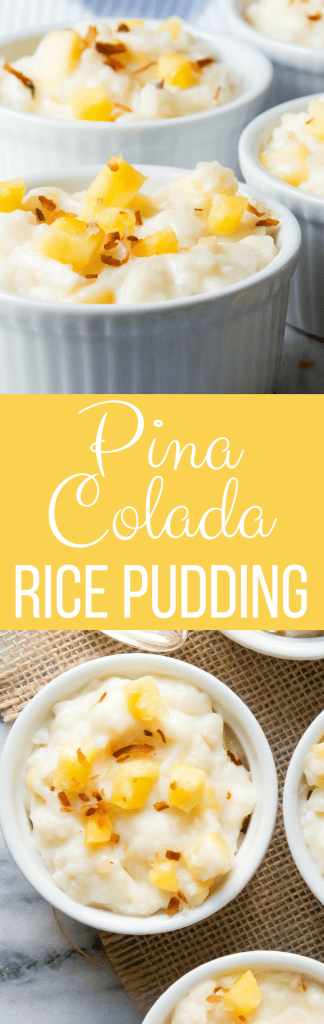 This simple Pina colada Rice Pudding recipe is the adult version of this childhood favorite. Spike it with rum for the grown-ups - Delish!