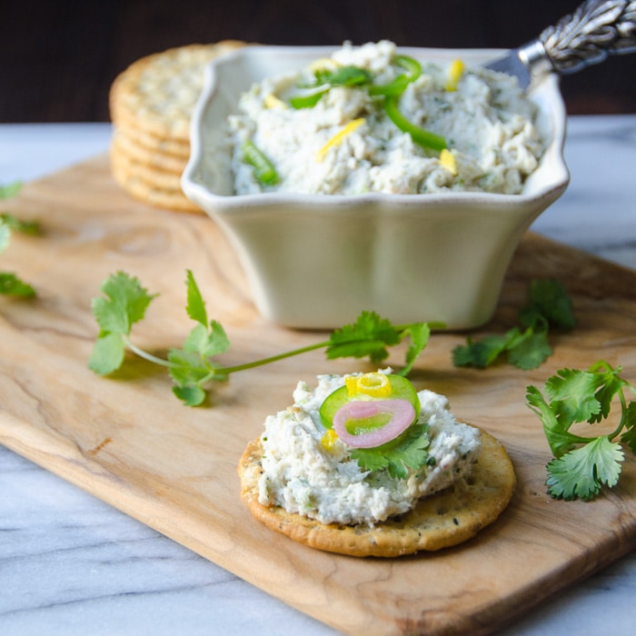 Smoked Fish Dip on a cracker