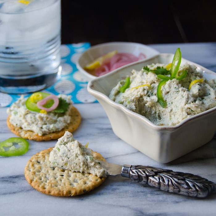 Smoked Fish Dip with a cocktail