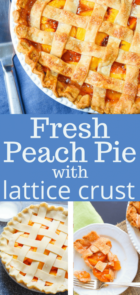 Craving homemade peach pie? This fresh peach pie with lattice crust is an easy peach pie recipe using ripe peaches and ready-made pie crust. #homemadepie #peachpie #peaches #summerfruit #summerfruitpie #latticecrust #lattice #piewithlatticecrust #homemadepeachpie #freshpeachpierecipe #peachpierecipe #summerpierecipe #easypeachpie