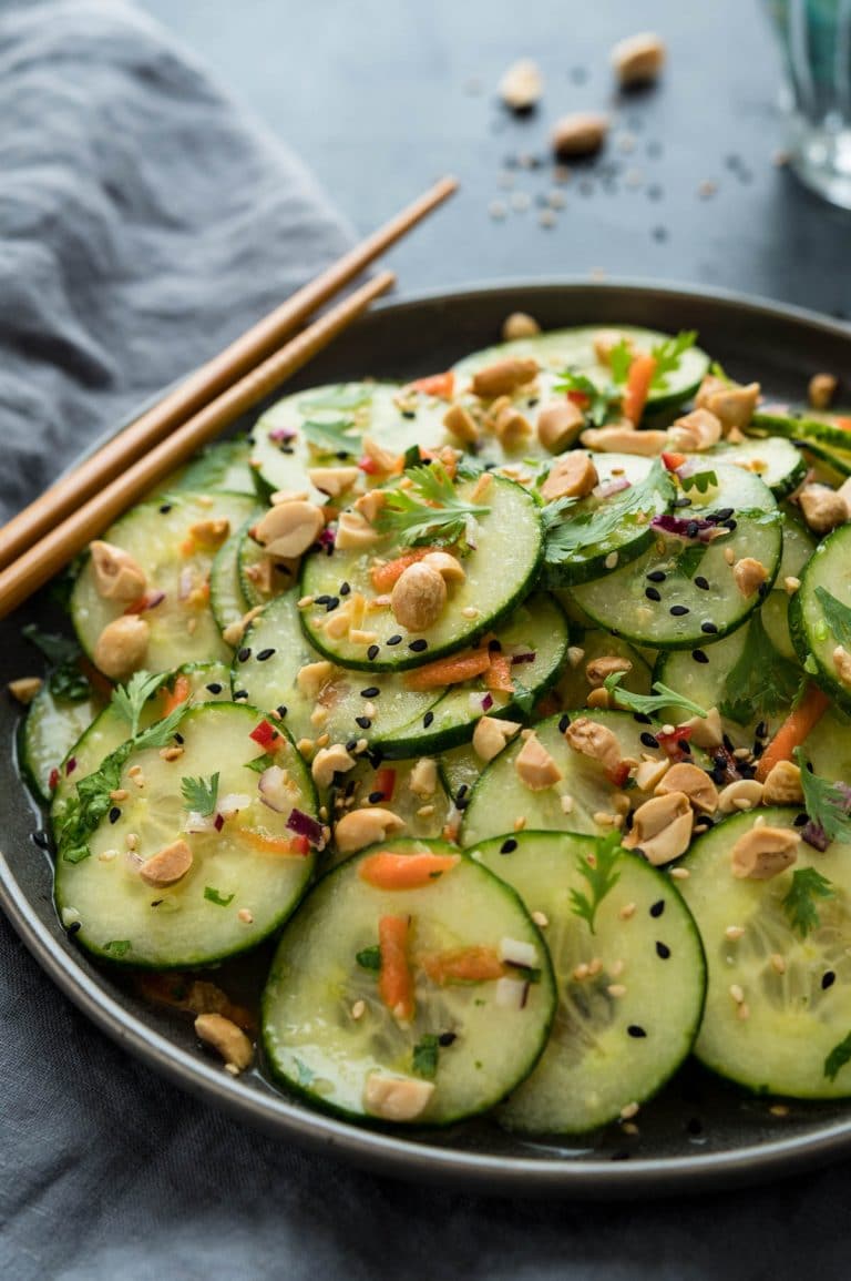 Asian Cucumber Salad with Peanuts and Sesame Seeds