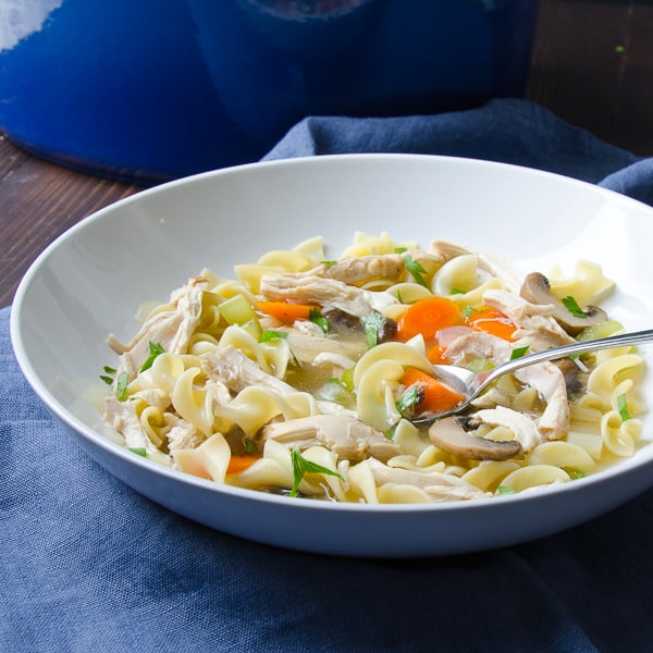 chicken mushroom noodle soup | Garlic + Zest