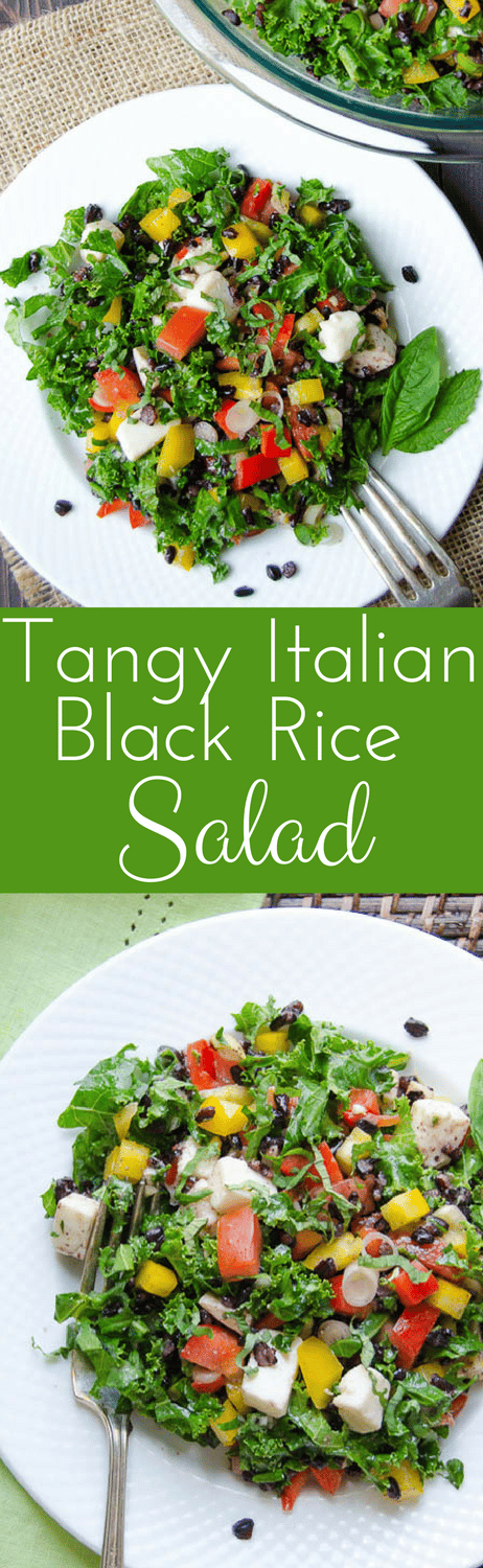 Need a good kale salad recipe? Perfect for brown-bag lunches or vegetarian dinner, Tangy Italian Black Rice Salad is loaded with your favorite flavors!
