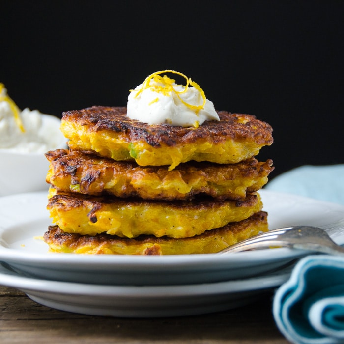 Butternut Fritters with Lemon Chèvre