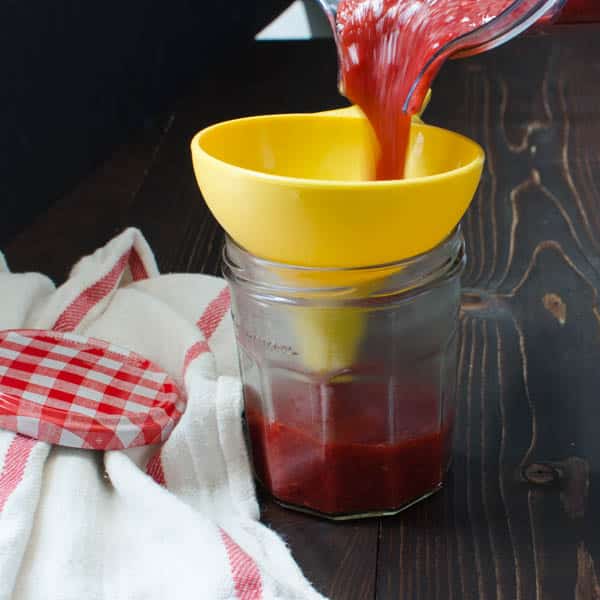 jam, jar and funnel