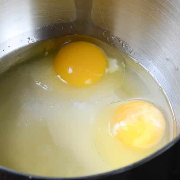 eggs and oil in a bowl.