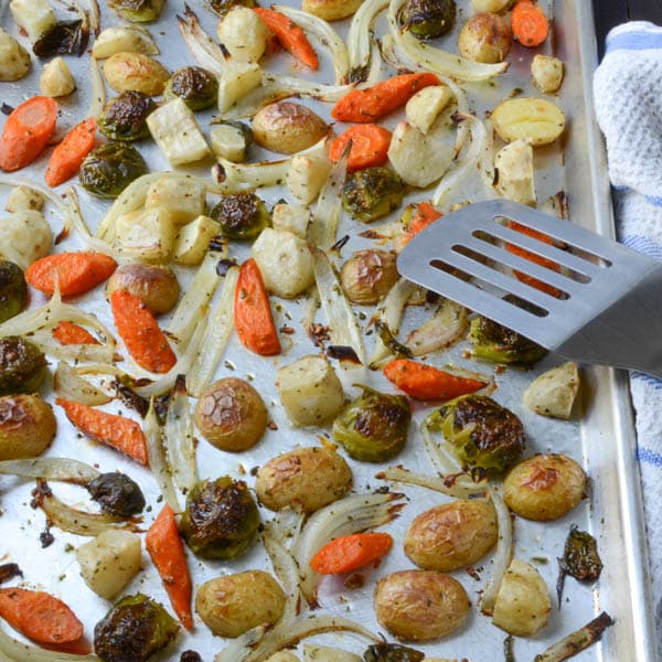Flipping Roasted Winter Vegetables