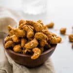 A bowl of curry coconut roasted cashews.