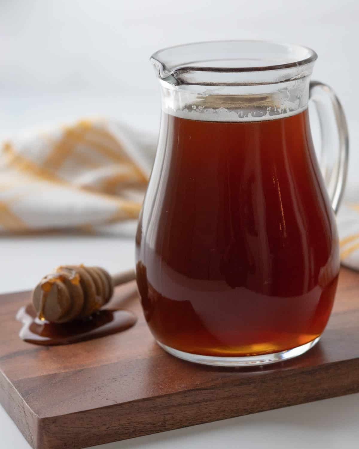 honey syrup in a small pitcher.