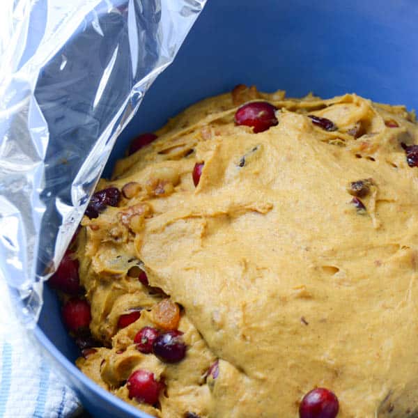 risen Pumpkin Walnut Cranberry Bread dough