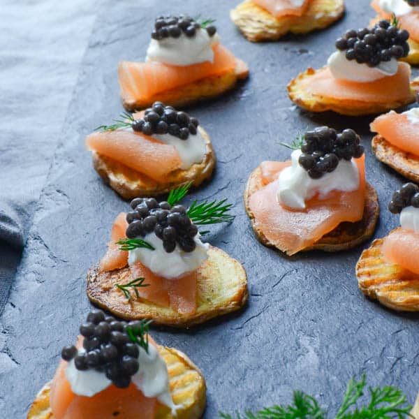smoked salmon and caviar bites | Garlic + Zest