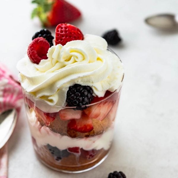 berry parfait with chantilly cream.
