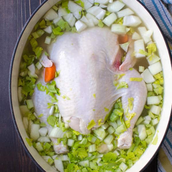 chicken and vegetables in a pot